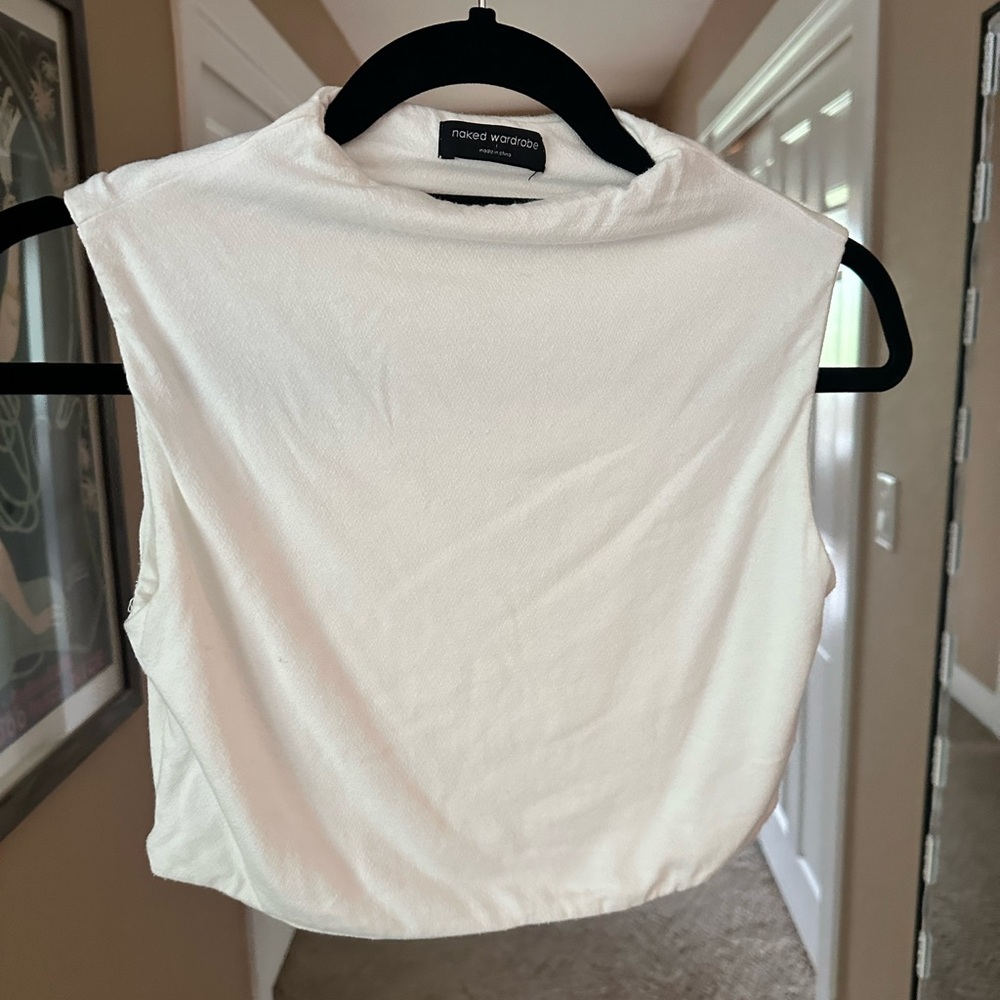 Lot of two- cropped high neck tanks- naked wardrobe and tahari- fits size s/m